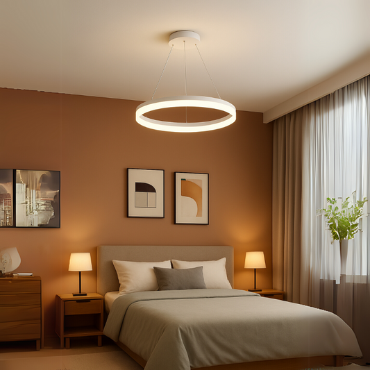 Lustra LED cu telecomanda ANINA 34W, lumina Rece/Calda/Neutra, Dimabila, Alb, Inaltime Reglabila