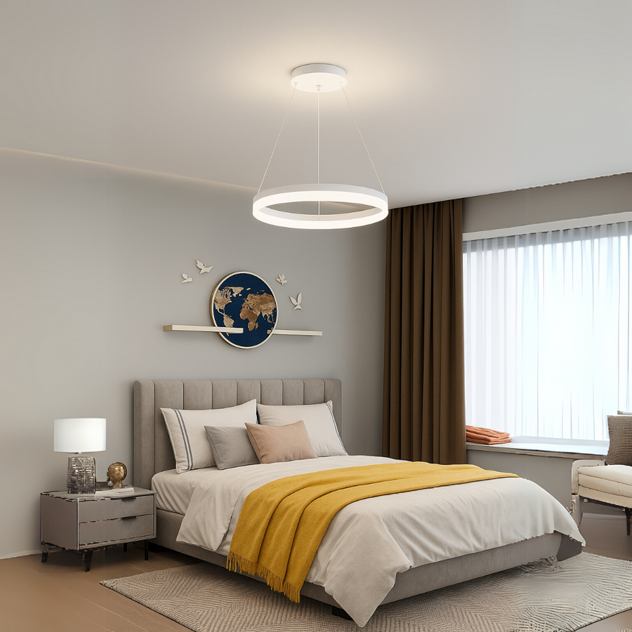Lustra LED cu telecomanda ANINA 34W, lumina Rece/Calda/Neutra, Dimabila, Alb, Inaltime Reglabila