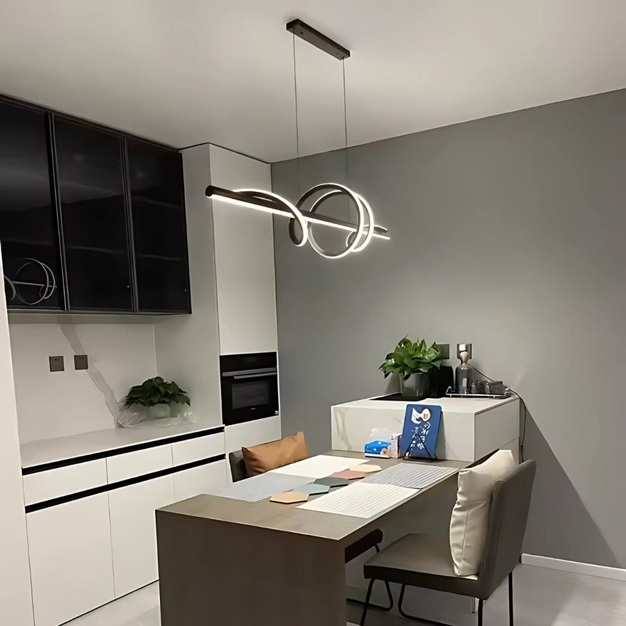 Lustra LED suspendata cu telecomanda RIBBON 64W, Liniara, lumina Rece/Calda/Neutra, Dimabila, Negru, Inaltime Reglabila