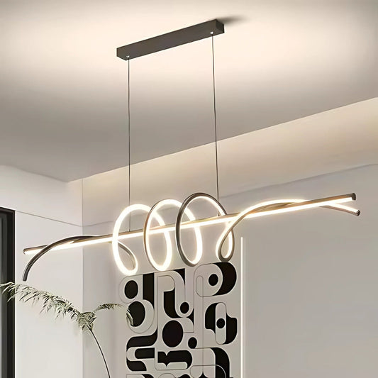 Lustra LED suspendata cu telecomanda RIBBON 64W, Liniara, lumina Rece/Calda/Neutra, Dimabila, Negru, Inaltime Reglabila
