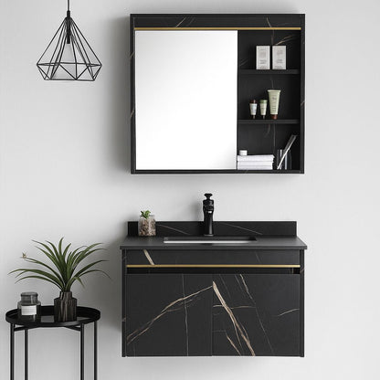 Set Mobilier pentru Baie 80x50cm 2 Piese Negru
