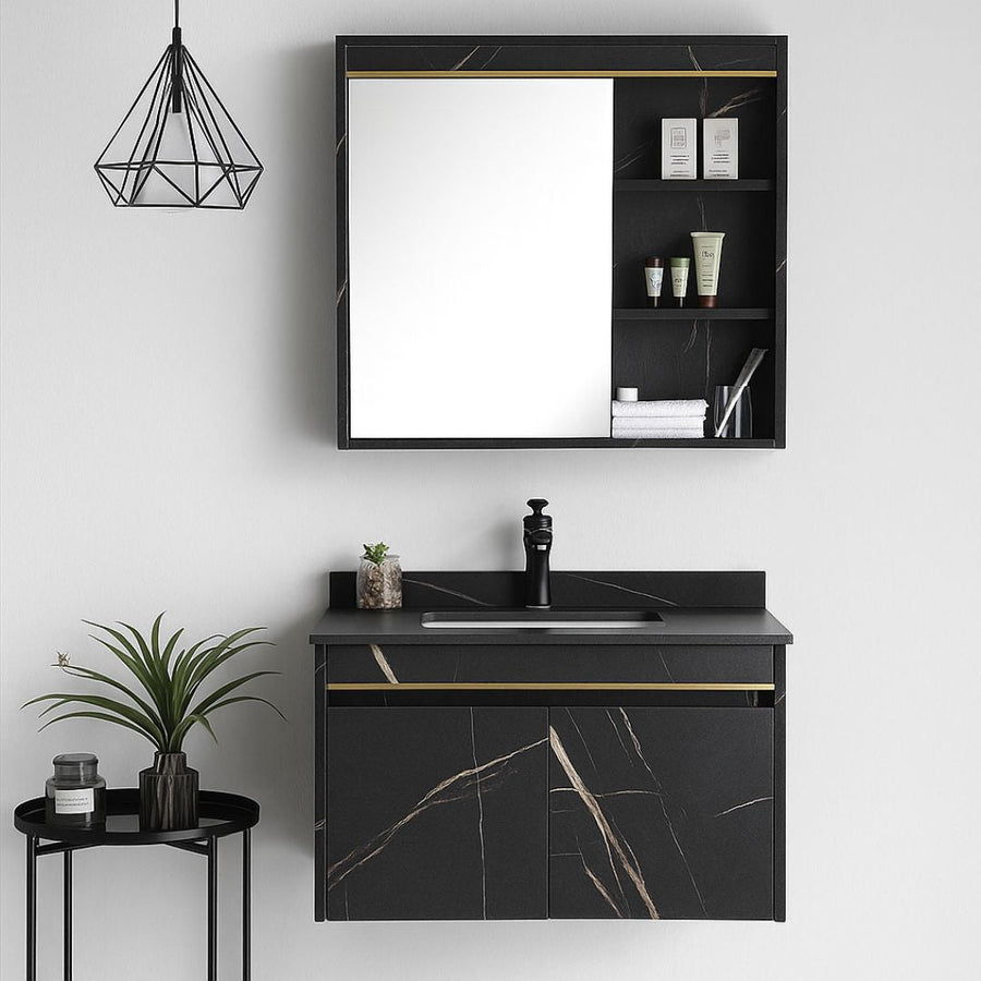 Set Mobilier pentru Baie 80x50cm 2 Piese Negru