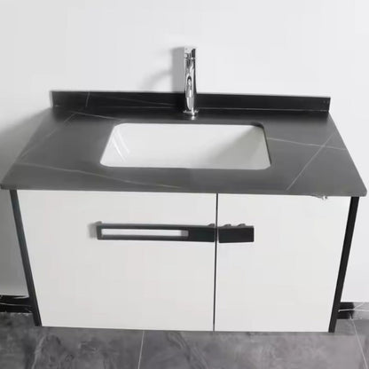 Set Mobilier pentru Baie CRETA, 60x50cm, 2 Piese, Negru si Alb