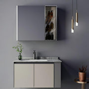 Set Mobilier pentru Baie ZAKYNTHOS, 80cm, 2 Piese, Gri si Crem
