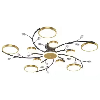Lustra LED cu Telecomnda KARINA, 68W, 10 Elemente, Lumina Calda/Rece/Neutra, Dimabila, Auriu