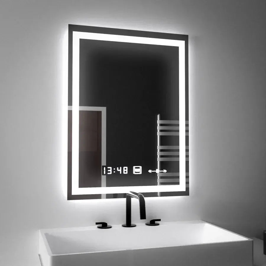Oglinda LED Rectangulara, 45x60cm, Verite MotionGlow Marcello, Sistem Dezaburire, Ceas & Termometru, Dimabila