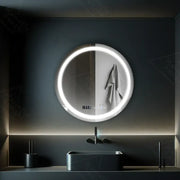 Oglinda LED Rotunda, 70cm, Celeste MotionGlow Marcello, Sistem Dezaburire, Ceas & Termometru, Dimabila, Lumina Calda Neutra Rece 3000K/4000K/6000K