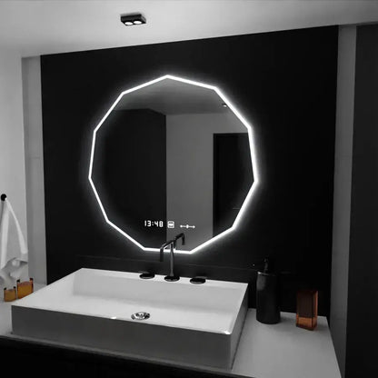 Oglinda LED 70cm, POLIGON Senzor MotionGlow Marcello, Sistem Dezaburire, Ceas & Termometru, Dimabila 084