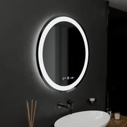 Oglinda LED Rotunda, 60cm, Celeste MotionGlow Marcello, Sistem Dezaburire, Ceas & Termometru, Dimabila, Lumina Calda Neutra Rece 3000K/4000K/6000K