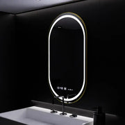 Oglinda LED Ovala, 50x80cm, Roven Senzor MotionGlow Marcello, Sistem Dezaburire, Ceas & Termometru, Dimabila