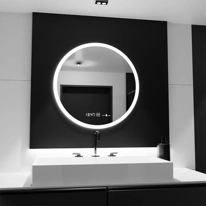 Oglinda LED Rotunda GIULIA, 70cm, senzor MotionGlow, Sistem Dezaburire, Ceas & Termometru, Dimabila, Marcello Funghi