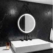 Oglinda LED Rotunda, 50cm, Celeste Majeste Noir Eleve MotionGlow Marcello, Sistem Dezaburire, Ceas & Termometru, Dimabila