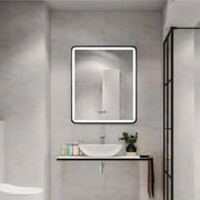 Oglinda LED Rectangulara 70x90cm EDGE Touch Sistem Dezaburire, Rama Neagra