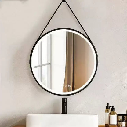 Oglinda LED Rotunda, 60cm, Celeste Majeste Noir Eleve MotionGlow Marcello, Sistem Dezaburire, Ceas & Termometru, Dimabila
