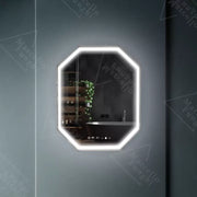 Oglinda LED Poligon, 60x80cm, Ralya Senzor MotionGlow Marcello, Sistem Dezaburire, Ceas & Termometru, Dimabila