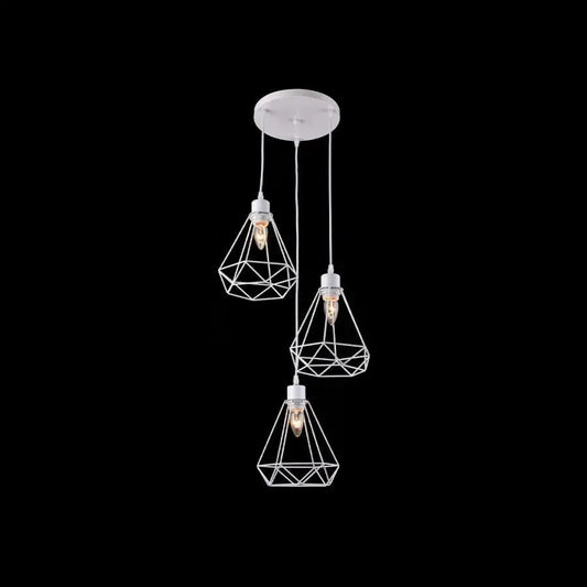 Lustra Forma Diamant, STRUKTUR, 3xE27, Alb, Metal