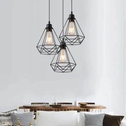 Lustra Forma Diamant, STRUKTUR, 3xE27, Negru, Metal