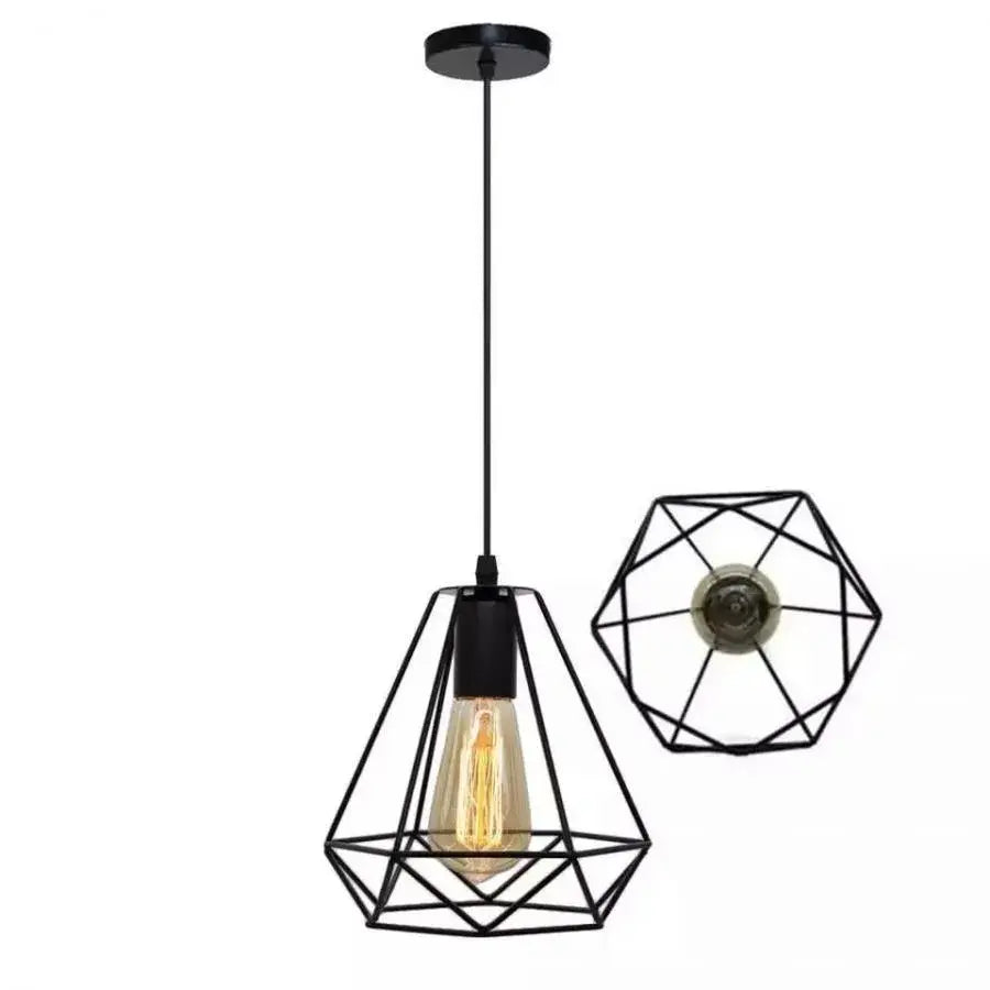 Lustra Forma Diamant, STRUKTUR, 1xE27, Negru, Metal