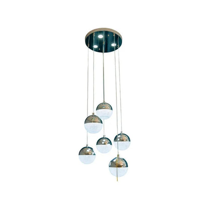 Lustra LED suspendata cu telecomanda JEREMIAS 63W, 6 Elemente, lumina Rece/Calda/Neutra, Dimabila, Argintiu, Inaltime Reglabila
