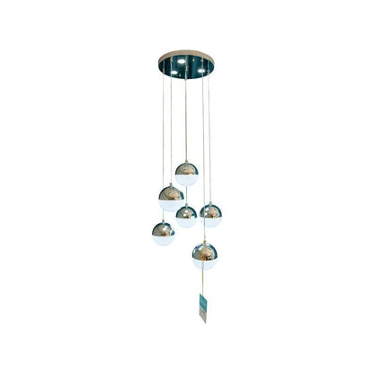 Lustra LED suspendata cu telecomanda JEREMIAS 63W, 6 Elemente, lumina Rece/Calda/Neutra, Dimabila, Argintiu, Inaltime Reglabila