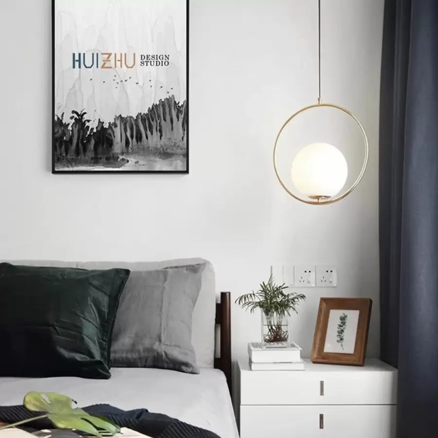 Lustra LOFT Haven, 1x E27, Alb Auriu, Metal, Inaltime Reglabila