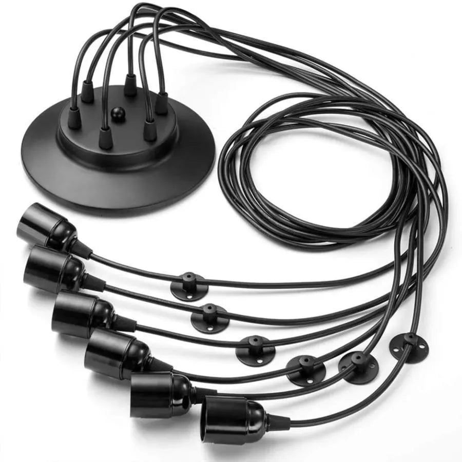 Pendul Paianjen 6XE27, Negru, Metal