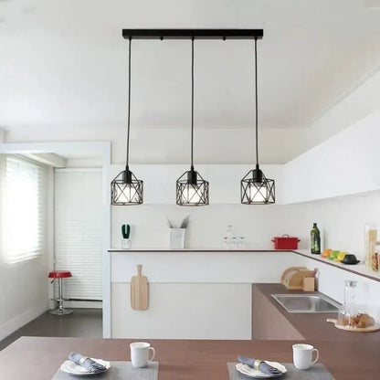Lustra Forma Prism, Geo Trio, 3 x E27, Negru, Metal