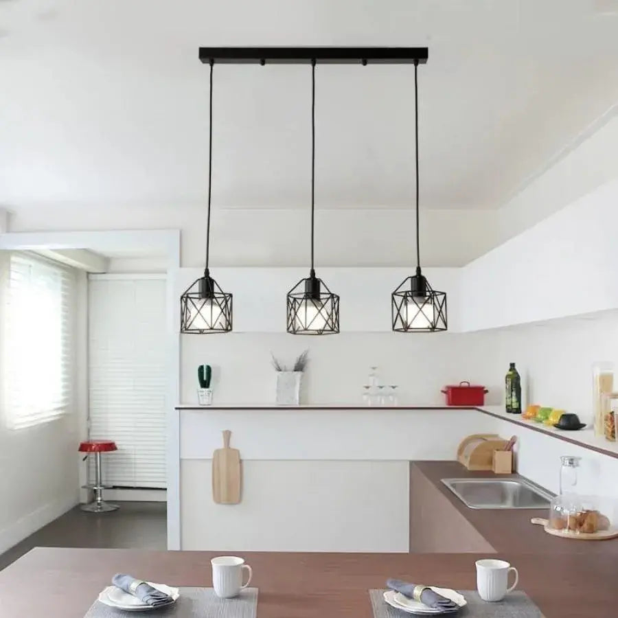 Lustra Forma Prism, Geo Trio, 3 x E27, Negru, Metal