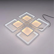 Lustra LED cu telecomanda SUSAN 96W, 4 Patrate, lumina Rece/Calda/Neutra, Dimabila, Alb