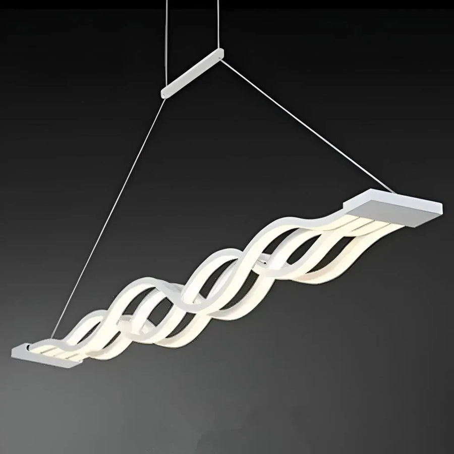 Lustra LED suspendata cu telecomanda WAVE 89W, Liniara, lumina Rece/Calda/Neutra, Dimabila, Alb, Inaltime Reglabila