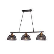 Lustra Metalica FATANS 3xE27, Plasa Neagra, Inaltime Reglabilă