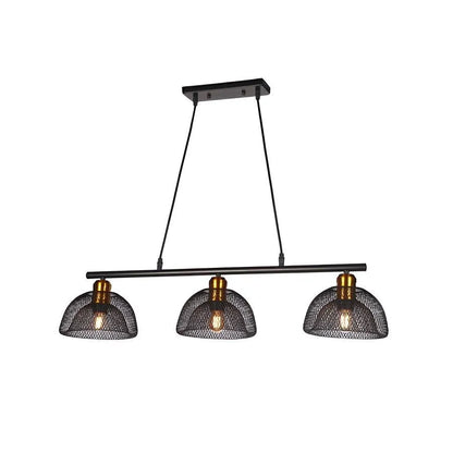 Lustra Metalica FATANS 3xE27, Plasa Neagra, Inaltime Reglabilă