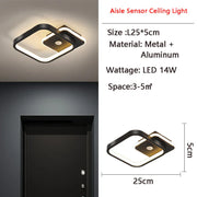Lustra LED cu Senzor Miscare PS510BK, 16W, lumina Rece/Calda/Neutra 3000K/4000K/6000K, Metal si Acril