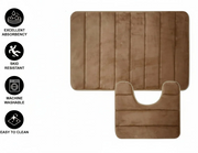 Covorase de Baie, 80x50 cm / 50x40 cm, Maro, Antiderapant, Absorbant, Set 2 bucati