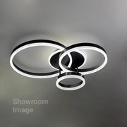 Lustra LED cu telecomanda RIGA LILITH, 68W, 3 Cercuri, lumina Rece/Calda/Neutra, Dimabila, Negru
