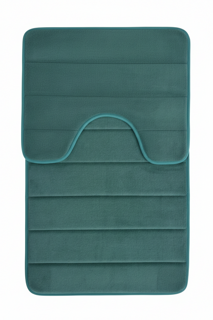 Covorase de Baie, 80x50 cm / 50x40 cm, Verde, Antiderapant, Absorbant, Set 2 bucati