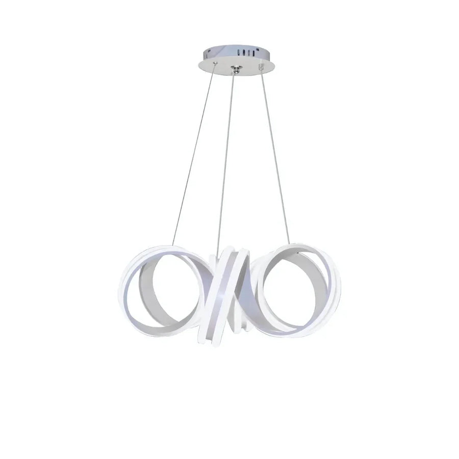 Lustra LED suspendata cu telecomanda INFINITY TWIST 180W, Ondulata, lumina Rece/Calda/Neutra, Dimabila, Alb, Inaltime Reglabila