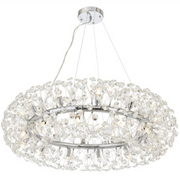 Candelabru Cristal SEGOVIA Magno 12x E14, Diametru 60cm, Crom Lucios, Inaltime Reglabila