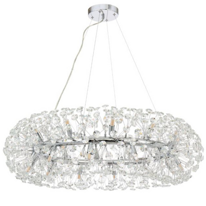 Candelabru Cristal SEGOVIA Magno 12x E14, Diametru 60cm, Crom Lucios, Inaltime Reglabila