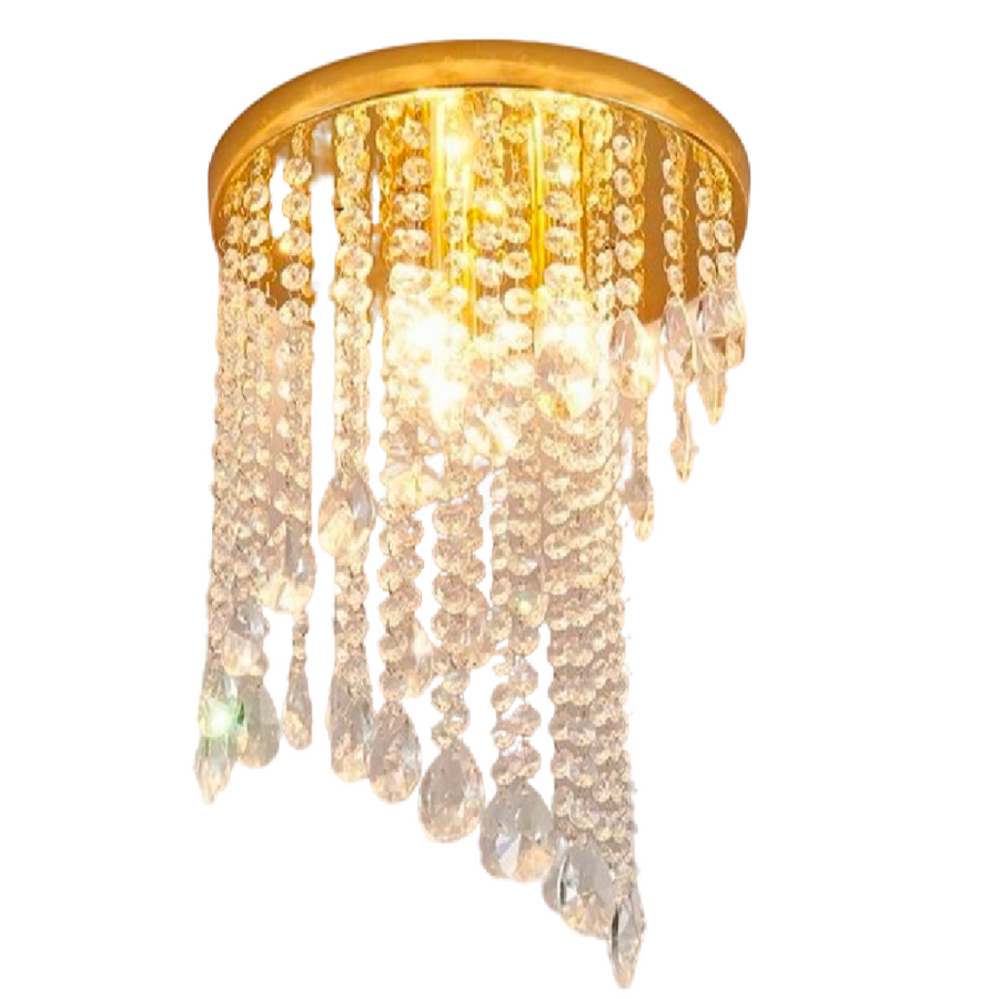 Lustra Cristal LINDERHOF Petito , Diametru 30cm, 2xE14, Auriu Lucios