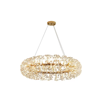 Candelabru Cristal SEGOVIA Magno 12x E14, Diametru 60cm, Auriu Lucios, Inaltime Reglabila