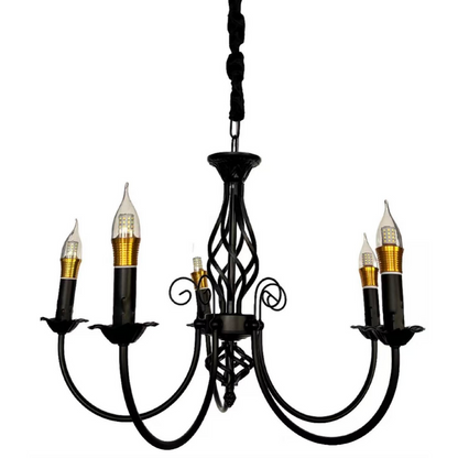 Candelabru Perla, 5xE14, 49x37cm, Negru, Inaltime Reglabila