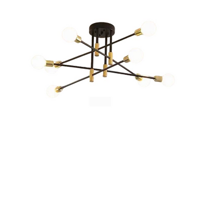 Lustra Modernist Hexa 8 Duo, 8x E27, Negru și Auriu, Design Modern