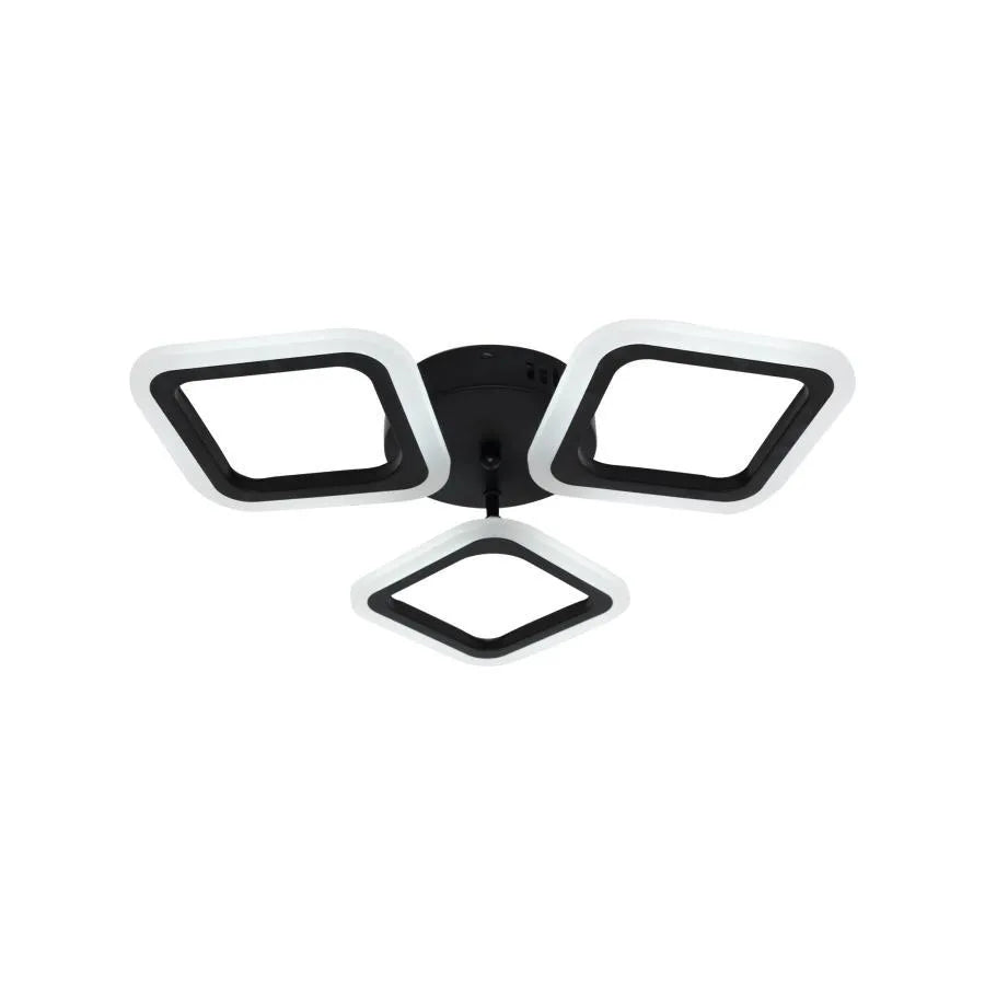 Lustra LED PULSARIS 40W, 3 Patrate, lumina Rece/Calda/Neutra, Negru