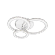 Lustra LED cu telecomanda si cristal NOVA ROTONDA RGB 75W, 3 Cercuri, lumina Rece/Calda/Neutra, Dimabila, Alb