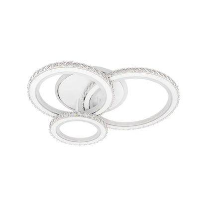 Lustra LED cu telecomanda si cristal NOVA ROTONDA RGB 75W, 3 Cercuri, lumina Rece/Calda/Neutra, Dimabila, Alb