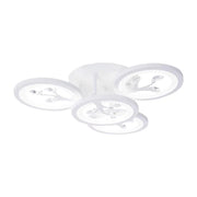 Lustra LED cu telecomanda si cristal DAISY 53W, 4 Elemente, lumina Rece/Calda/Neutra, Dimabila, Alb