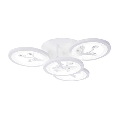 Lustra LED cu telecomanda si cristal DAISY 53W, 4 Elemente, lumina Rece/Calda/Neutra, Dimabila, Alb