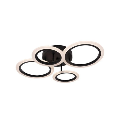 Lustra LED cu telecomanda BETTY 44W, 4 Cercuri, lumina Rece/Calda/Neutra, Dimabila, Negru