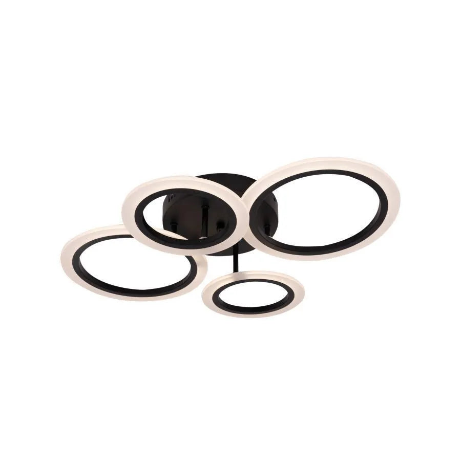 Lustra LED cu telecomanda BETTY 44W, 4 Cercuri, lumina Rece/Calda/Neutra, Dimabila, Negru